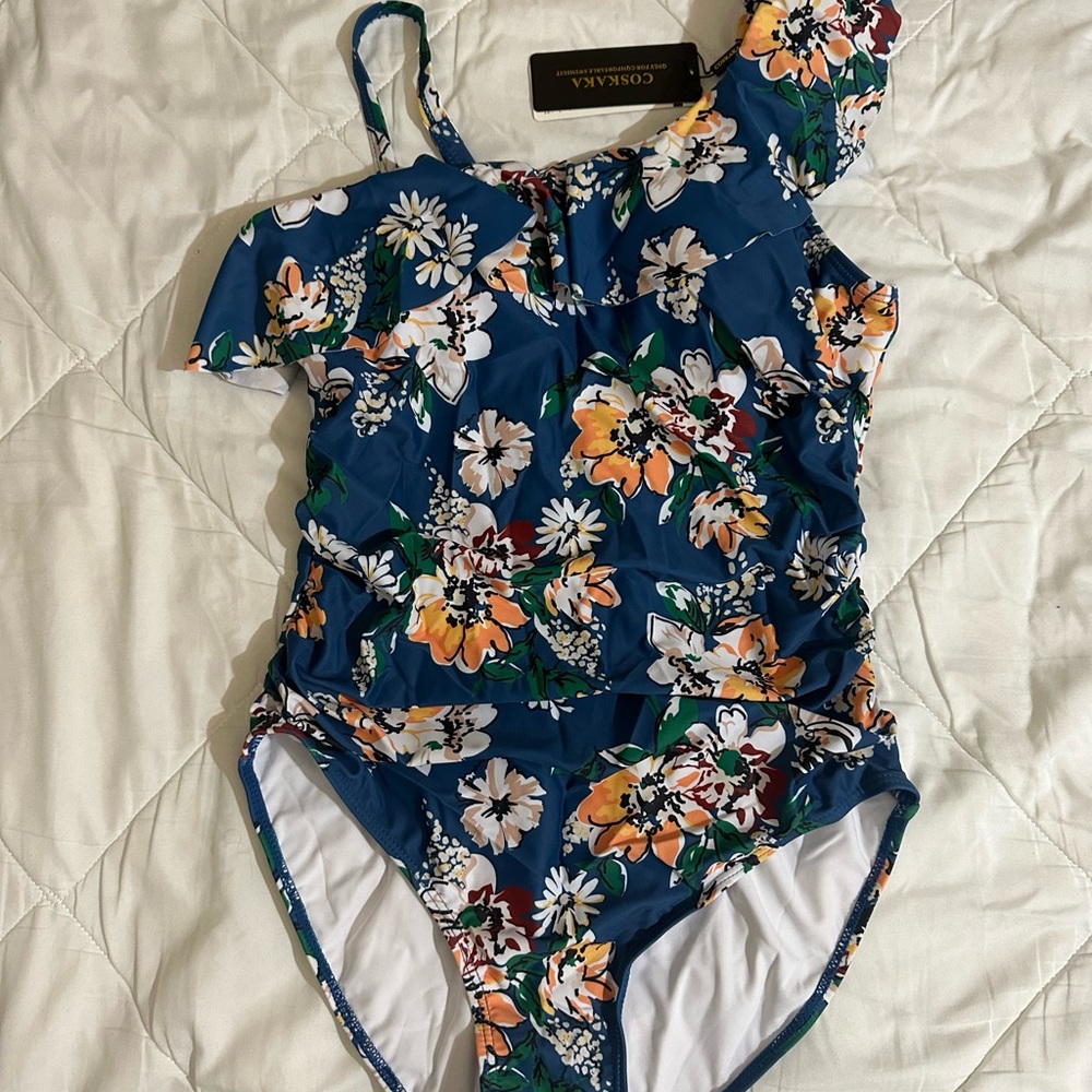 One Piece Swimsuit - Navy Flowers